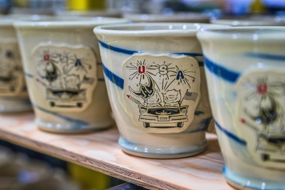 Stoneware mug with new developments from Iron Bean Coffee Company